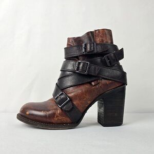 Freebird by Steven Hustl Brown Leather Buckle Strap Boots Size 6